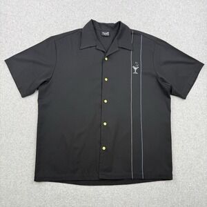 Steady Last Call Shirt Mens XL Black Martini Cocktail Bowling Button Up Made USA